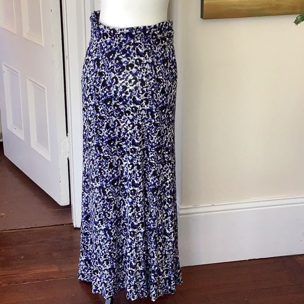 Loveappella Blue Tiered Maxi Skirt Casual
